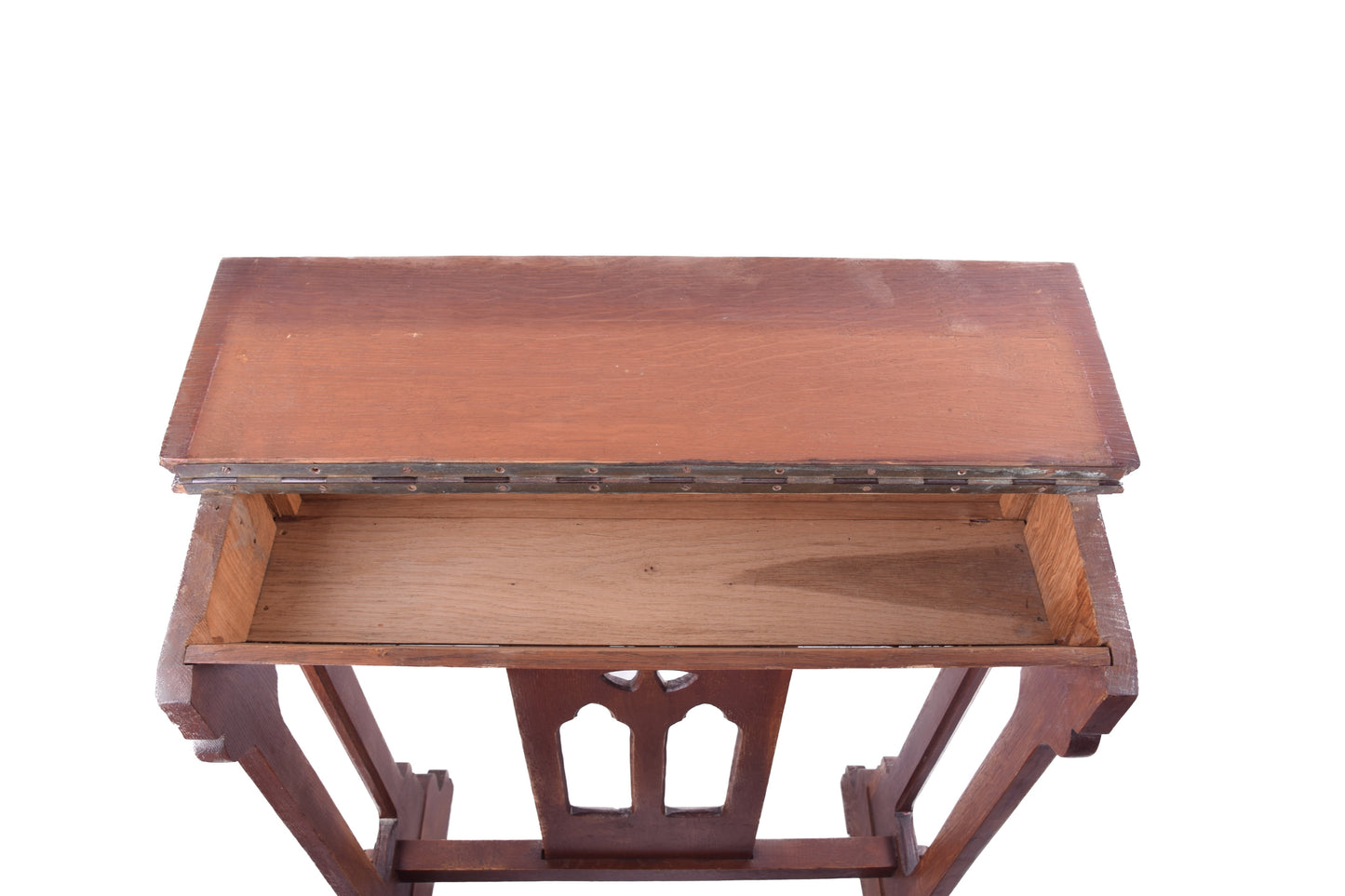 Solidny użytkowy klęcznik dębowy w super stanie Połowa XX w 86x64x70x20 cm