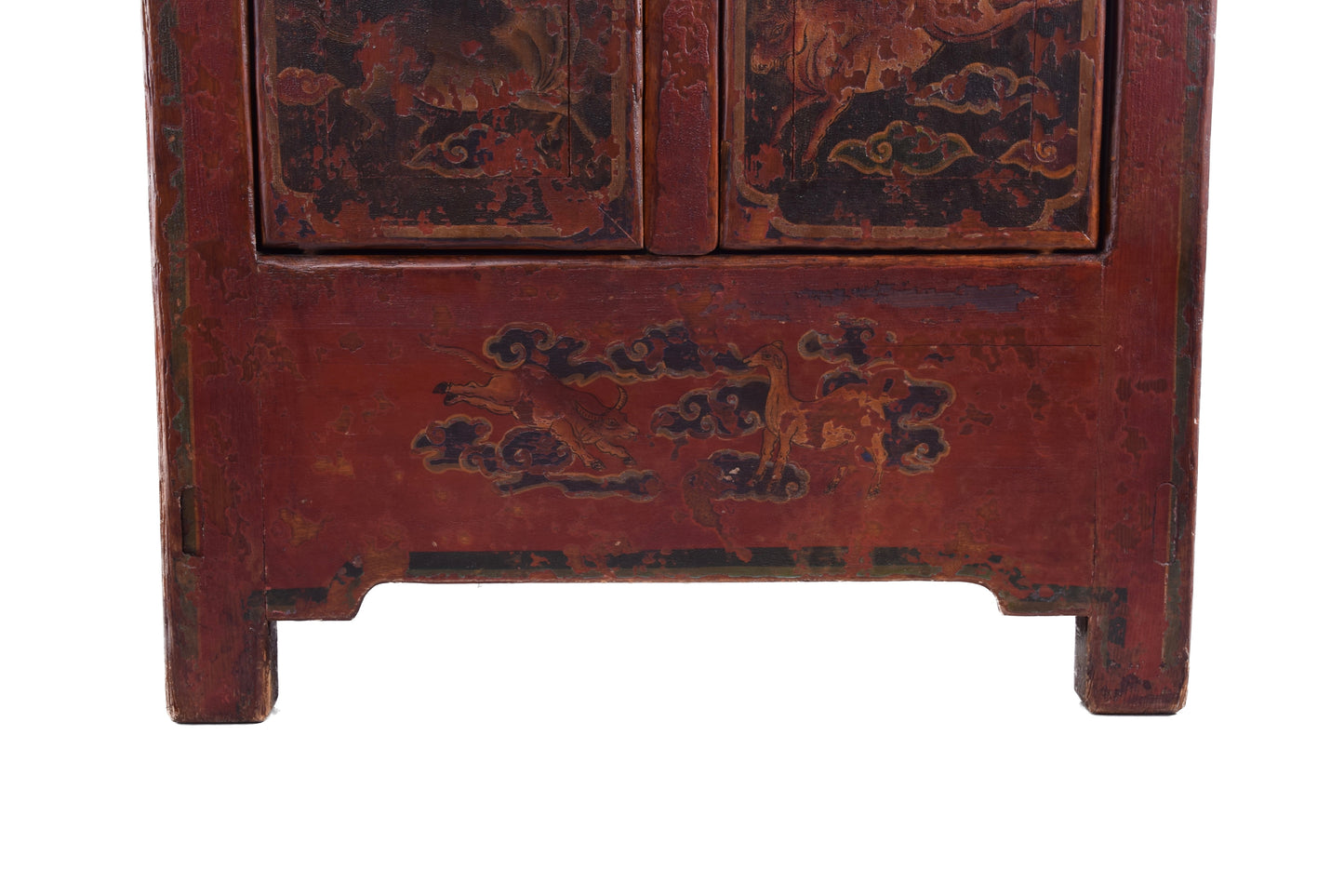 Para chińskich szafek malowana z końmi dynastia Qing (ok. 1880–1910) 95 cm