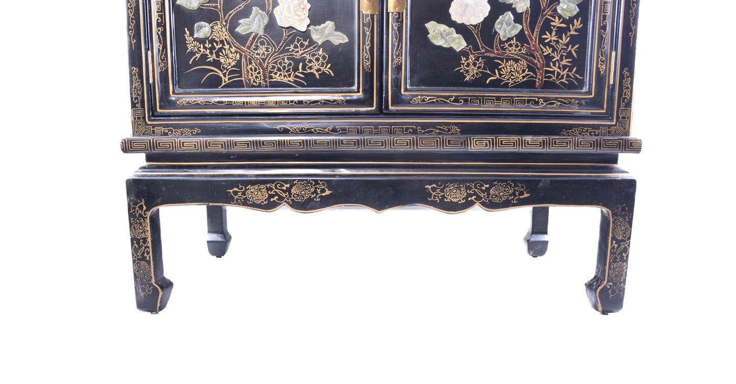 Sztuka Chin bogato zdobiona komoda z drzwiczkami 80x76x46 cm