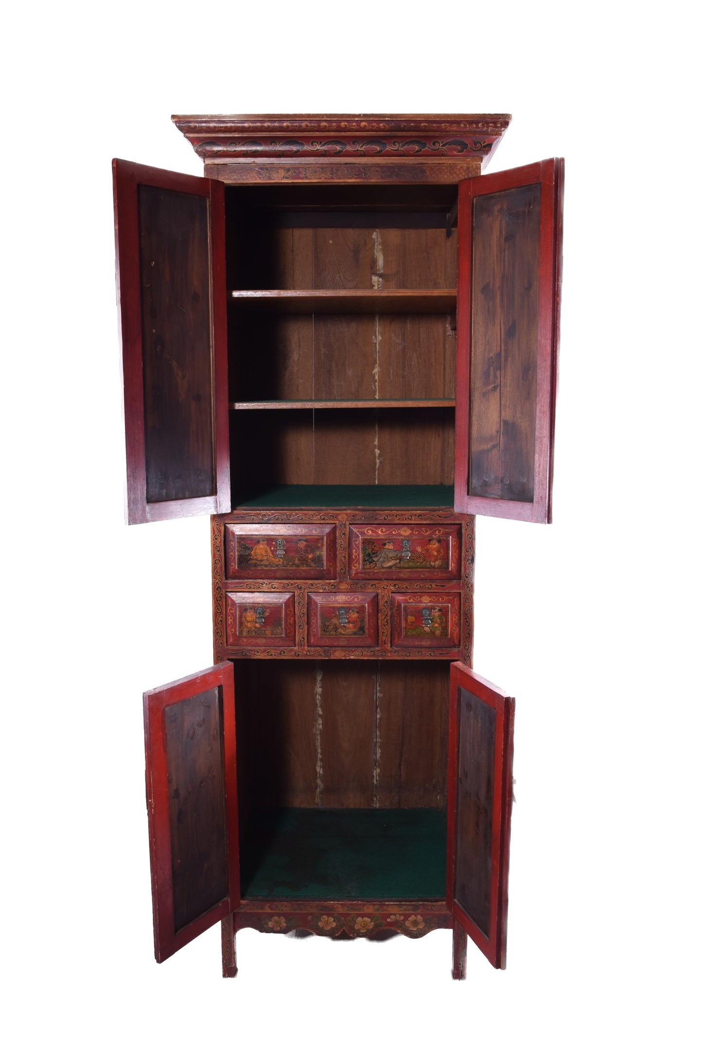 Sztuka Chin ręcznie malowana szafka, kredensik bogato zdobiona 175x65x50 cm