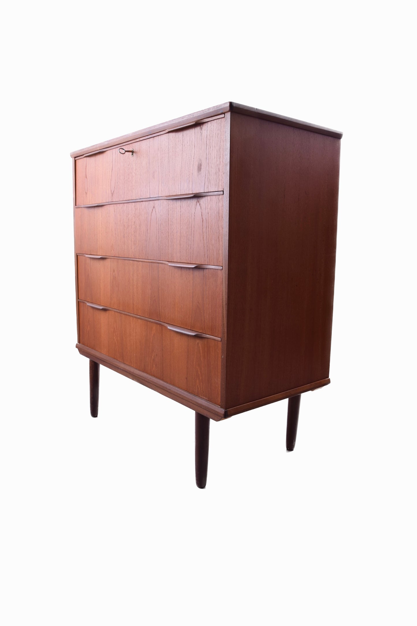Duńska komoda Ejstrup Mobelfabrik teak 4 głębokie szuflady nóżki 85x95x41cm