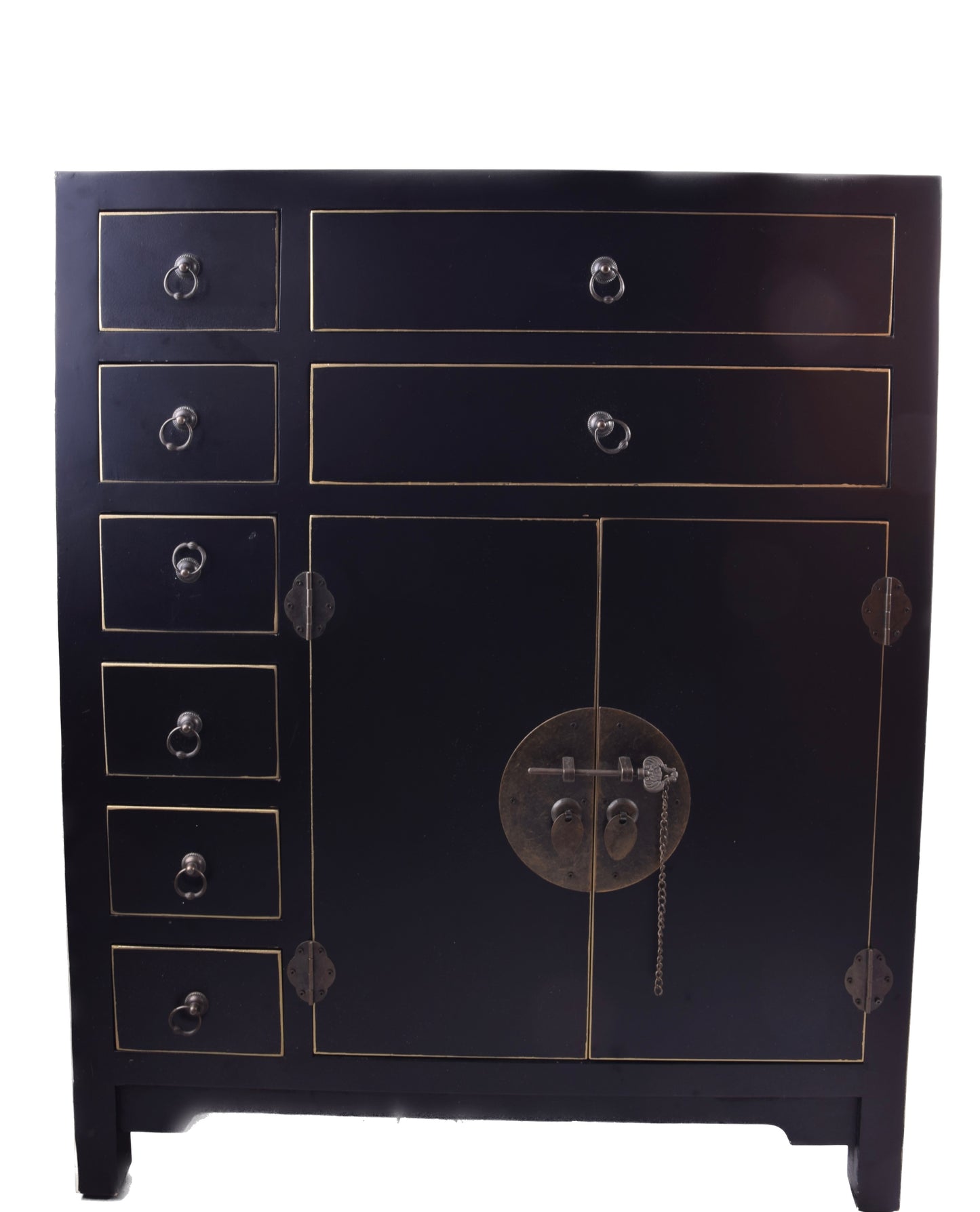 Orientalna komoda zgrabna w stylu chińskim czarna II p XXw 73x90x26 cm