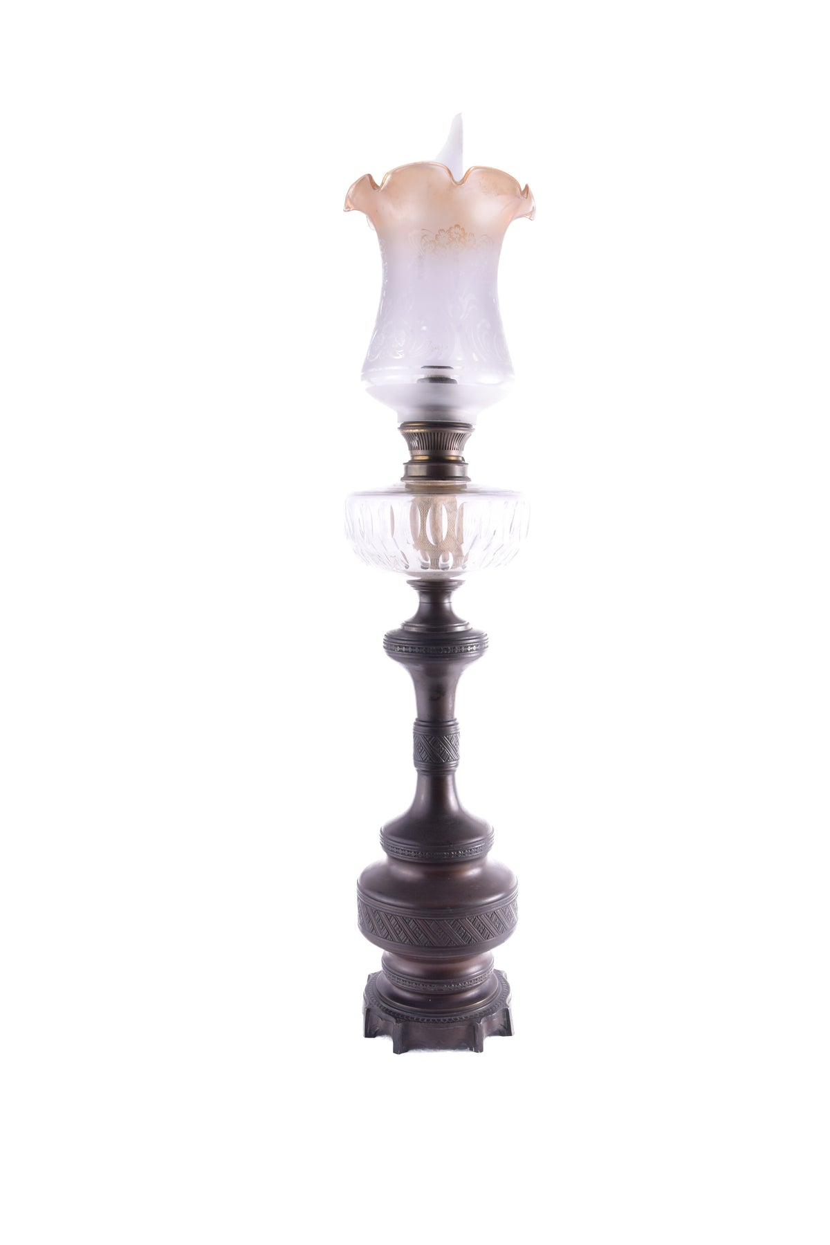 Lampa Naftowa Benzolinowa Belgia z unikatowym palnikiem mosiężna 81 cm