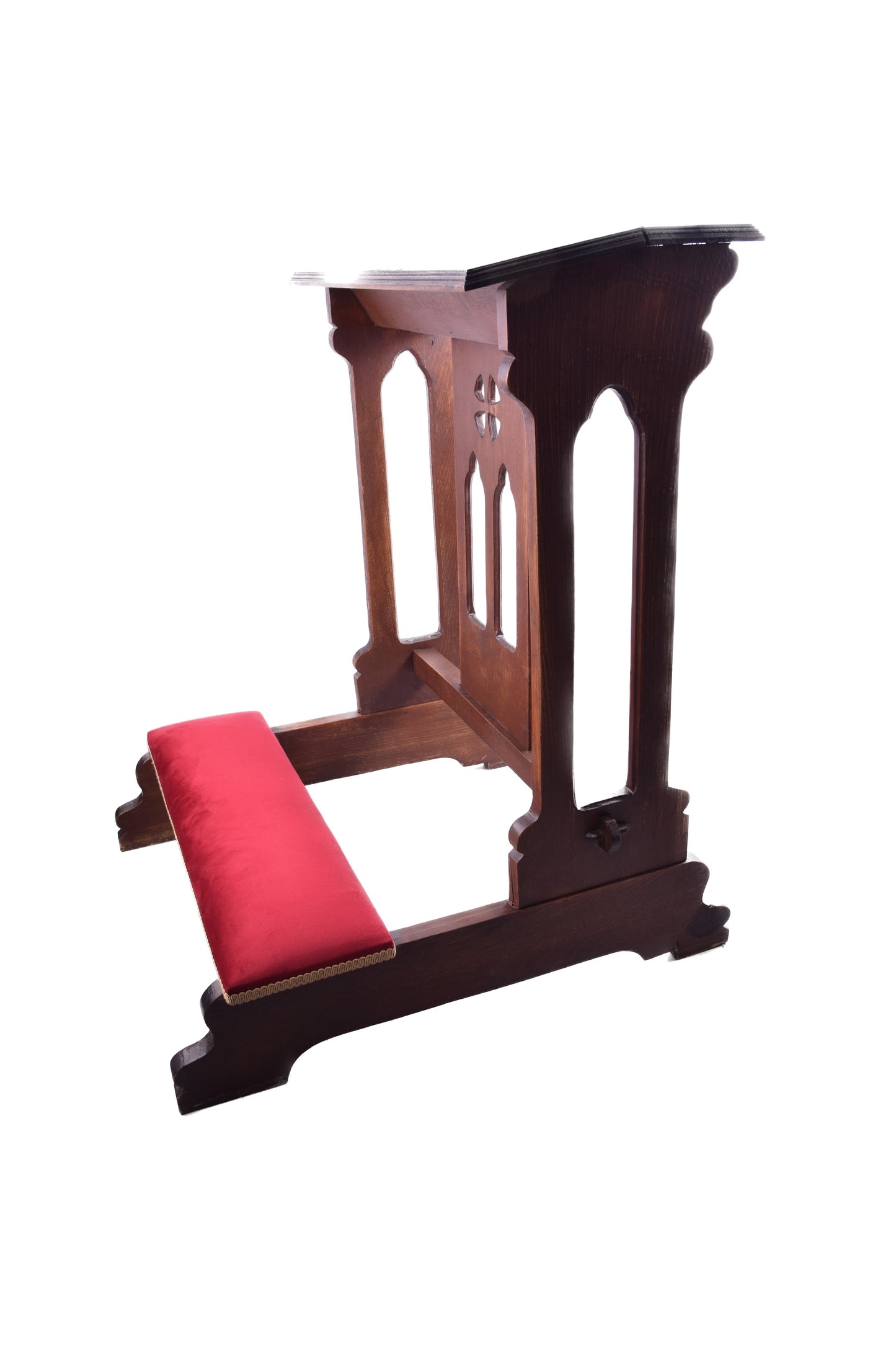 Solidny użytkowy klęcznik dębowy w super stanie Połowa XX w 86x64x70x20 cm