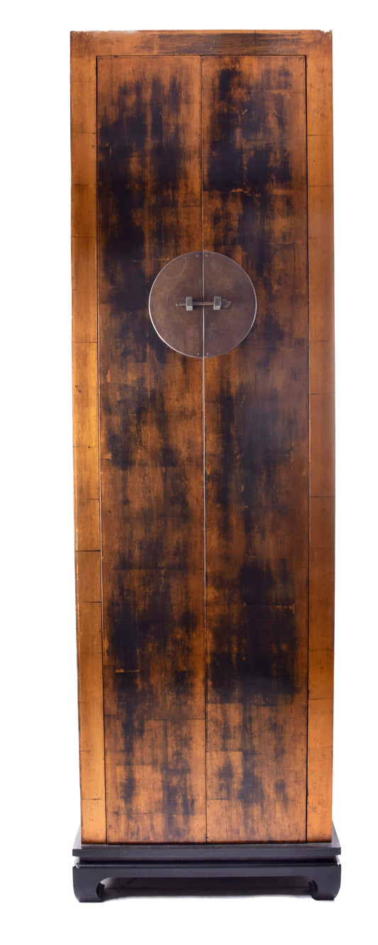 Ekskluzywna szafa z półkami złoto brązowa XX/XXIw styl Qing, 204x60x45 cm