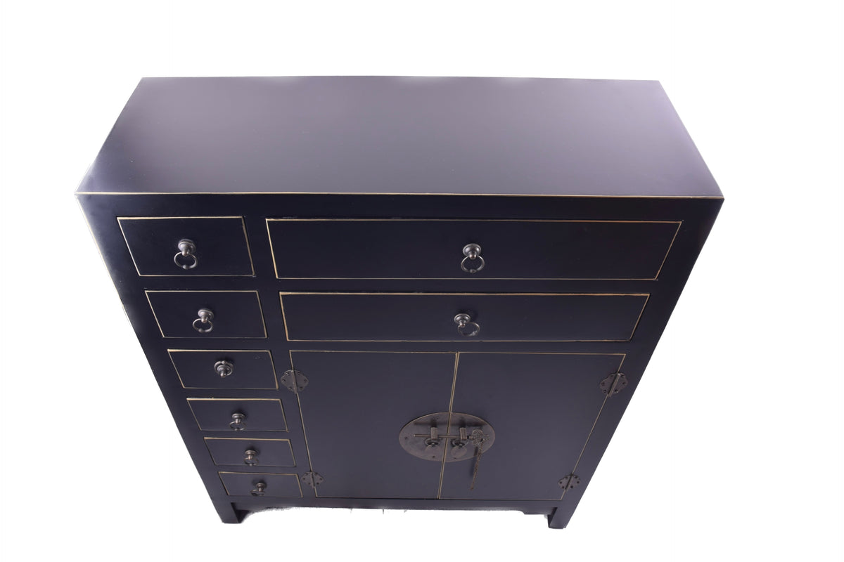 Orientalna komoda zgrabna w stylu chińskim czarna II p XXw 73x90x26 cm