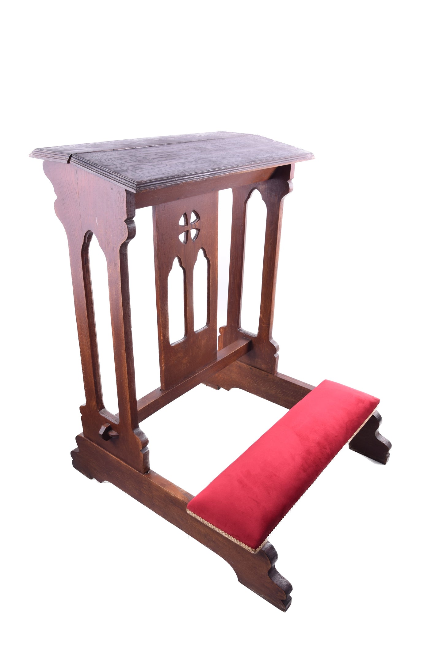 Solidny użytkowy klęcznik dębowy w super stanie Połowa XX w 86x64x70x20 cm