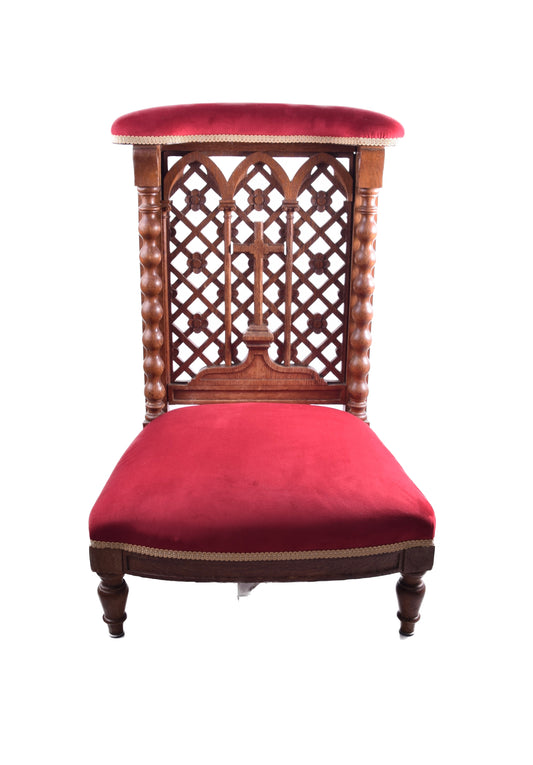 Klęcznik Neogotycki z krzyżem i kolumnami XIX w.Dąb 87x56x46 cm