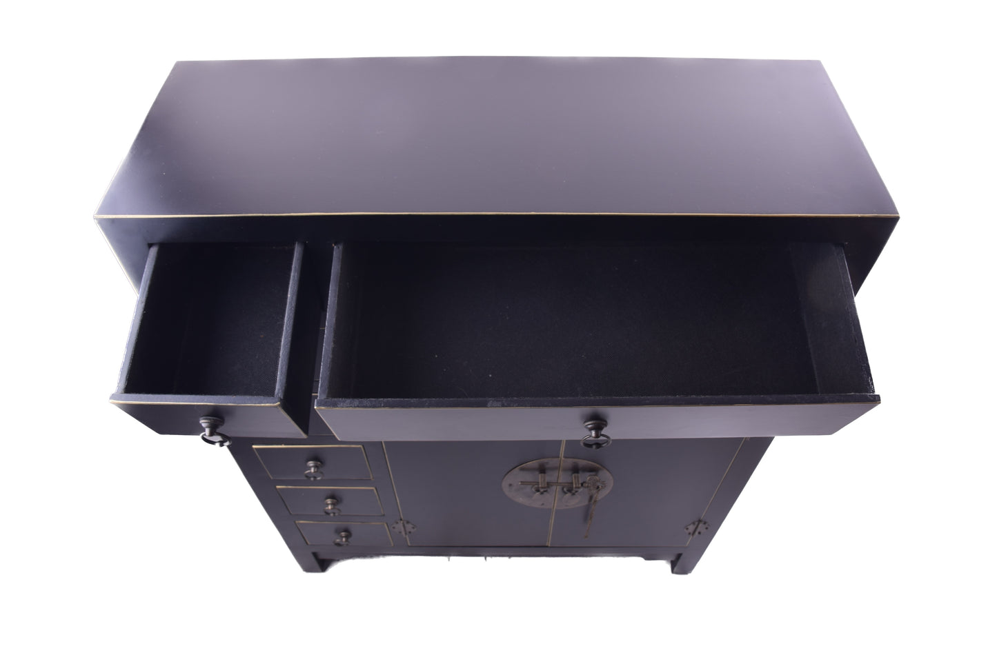 Orientalna komoda zgrabna w stylu chińskim czarna II p XXw 73x90x26 cm