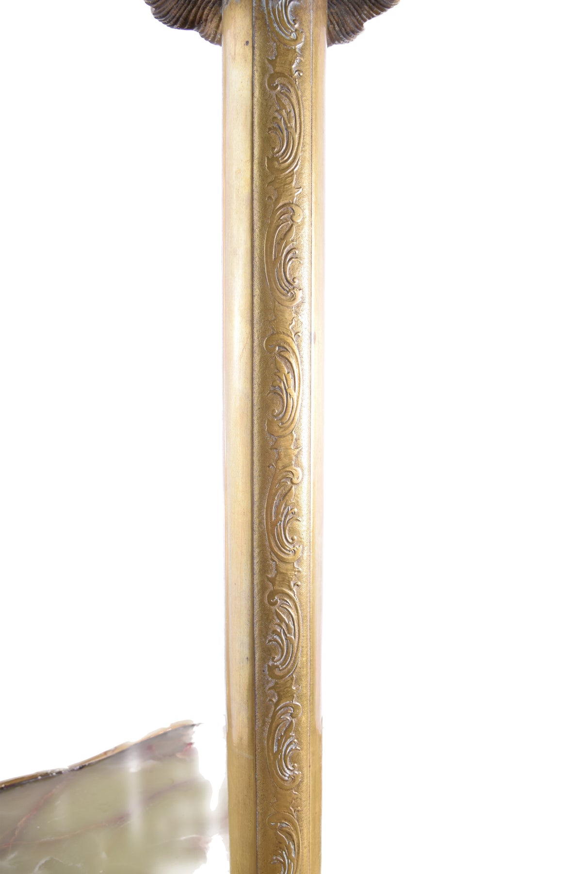 Lampa Naftowa Podłogowa ze Stolikiem z Zielonego Onyksu XIX/XX 165 cm