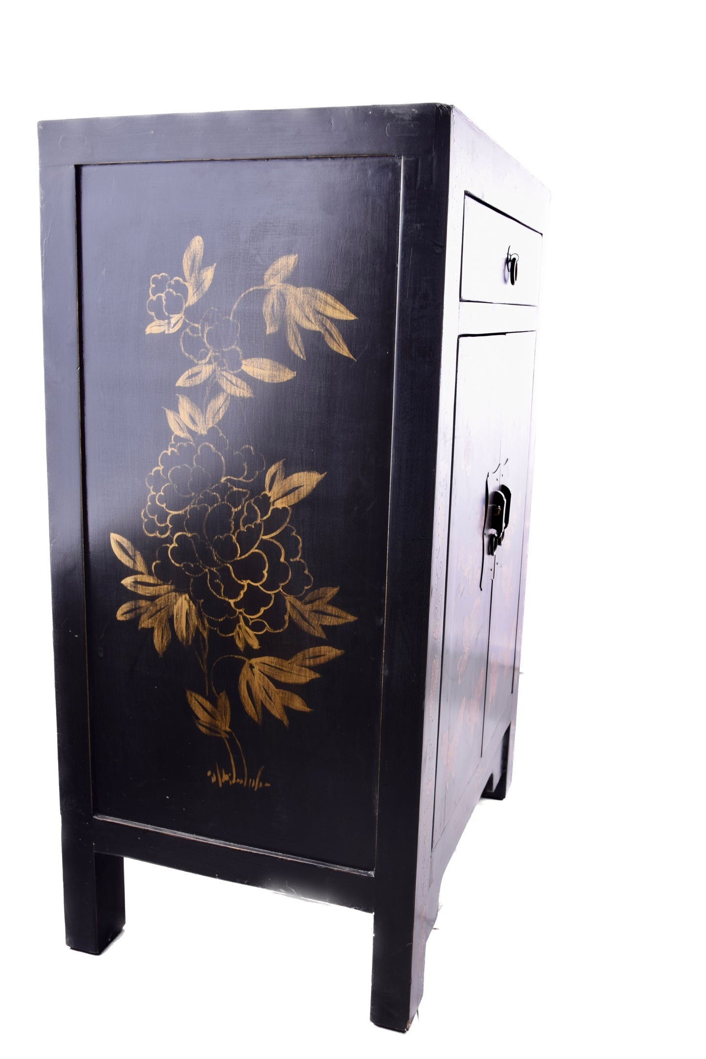 Komoda chińska czarna w motyle BUTLERS XX/XXIw 83x57x38cm