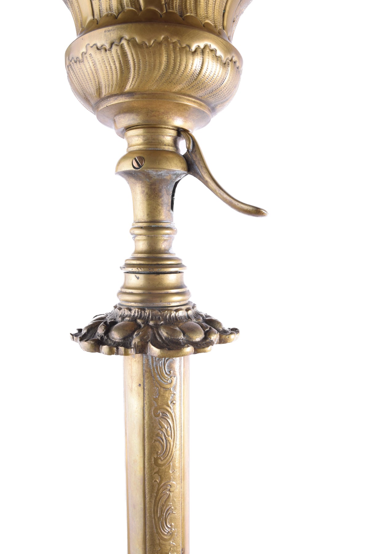Lampa Naftowa Podłogowa ze Stolikiem z Zielonego Onyksu XIX/XX 165 cm