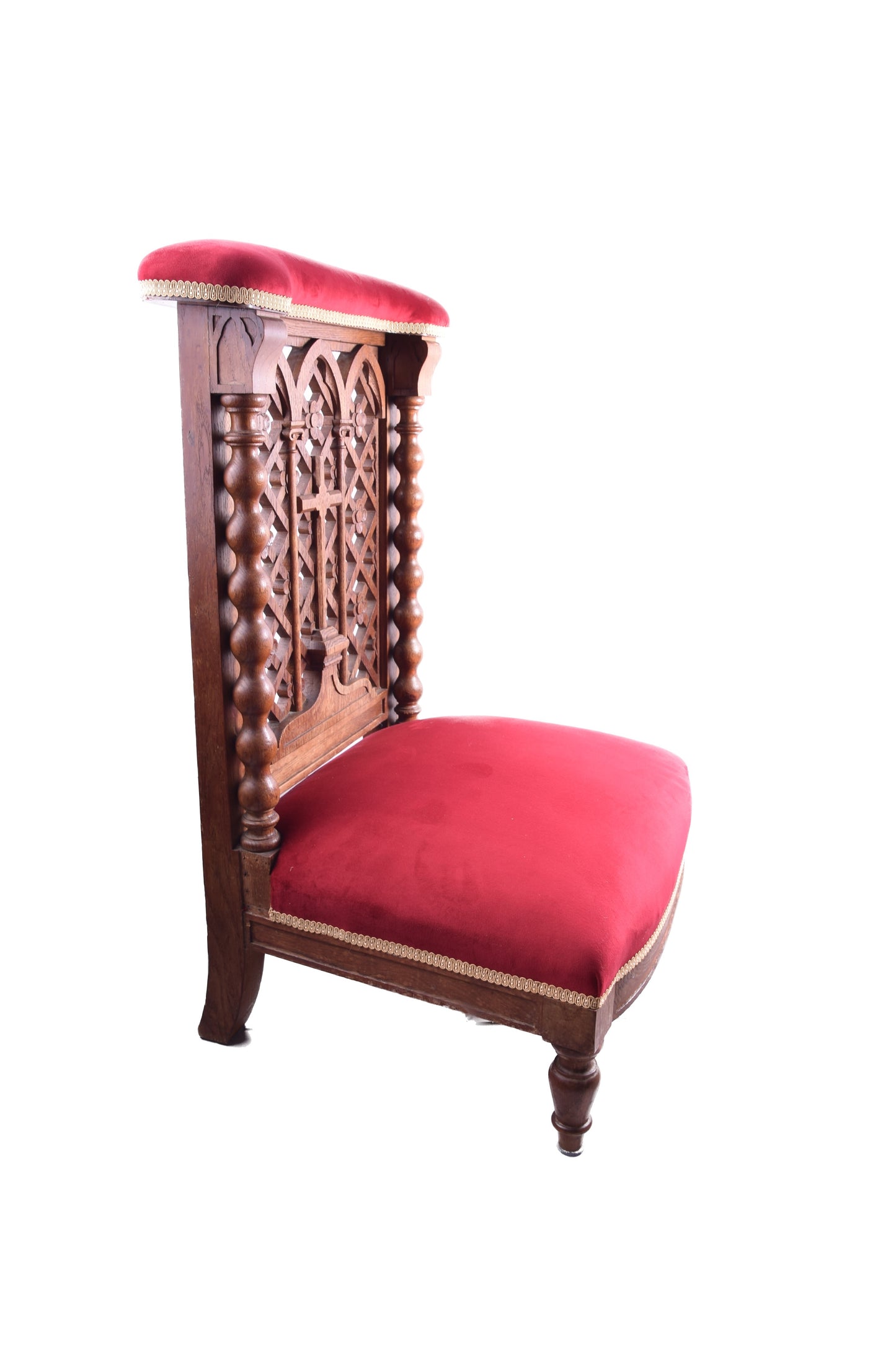 Klęcznik Neogotycki z krzyżem i kolumnami XIX w.Dąb 87x56x46 cm