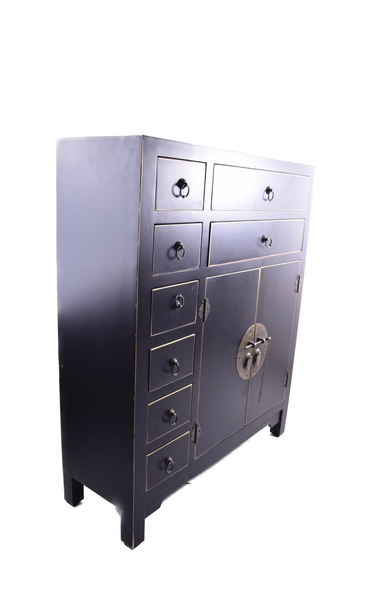 Orientalna komoda zgrabna w stylu chińskim czarna II p XXw 73x90x26 cm