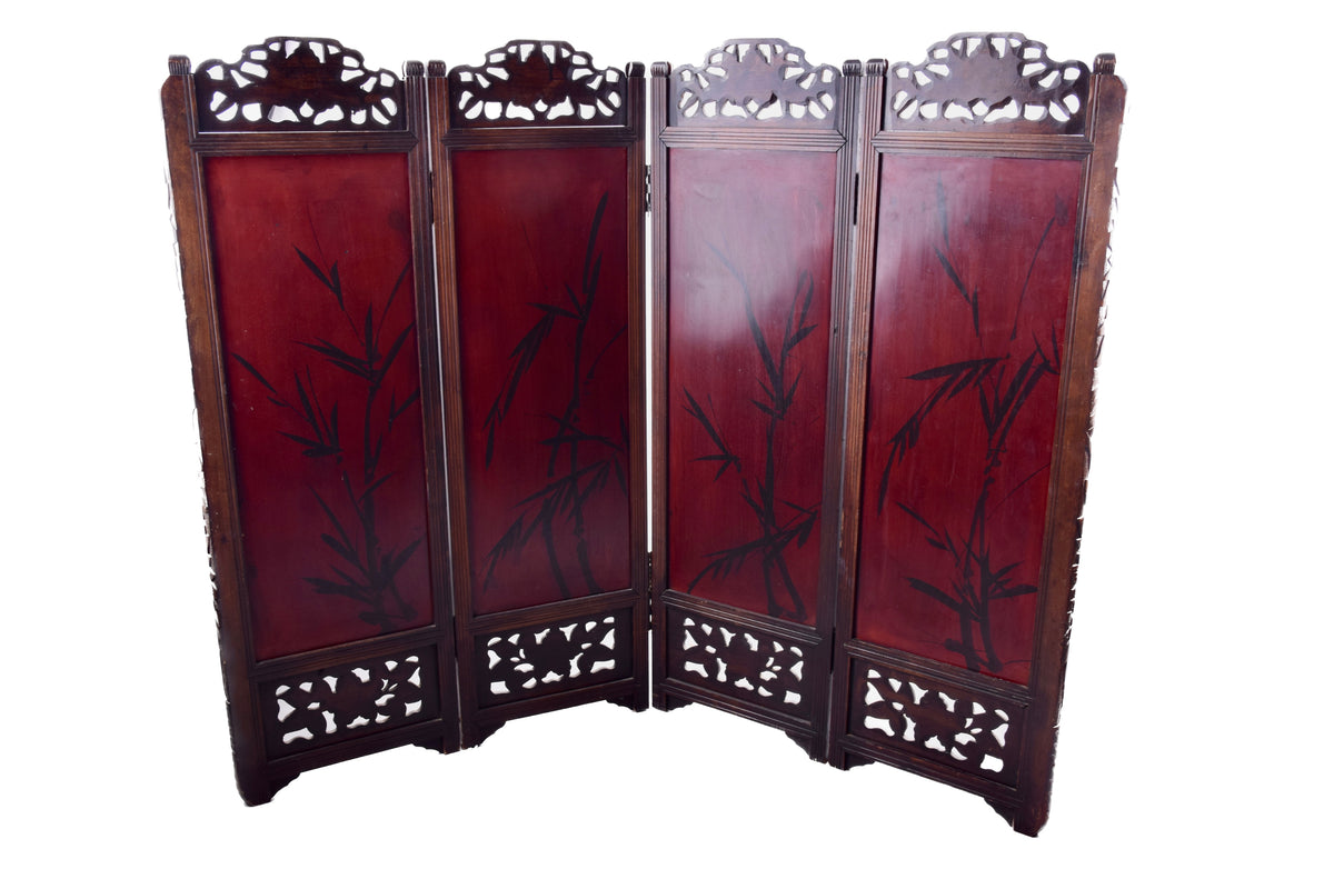 Orientalny bogato zdobiony niski parawan z gejszami 1960-80r 93x120x3 cm