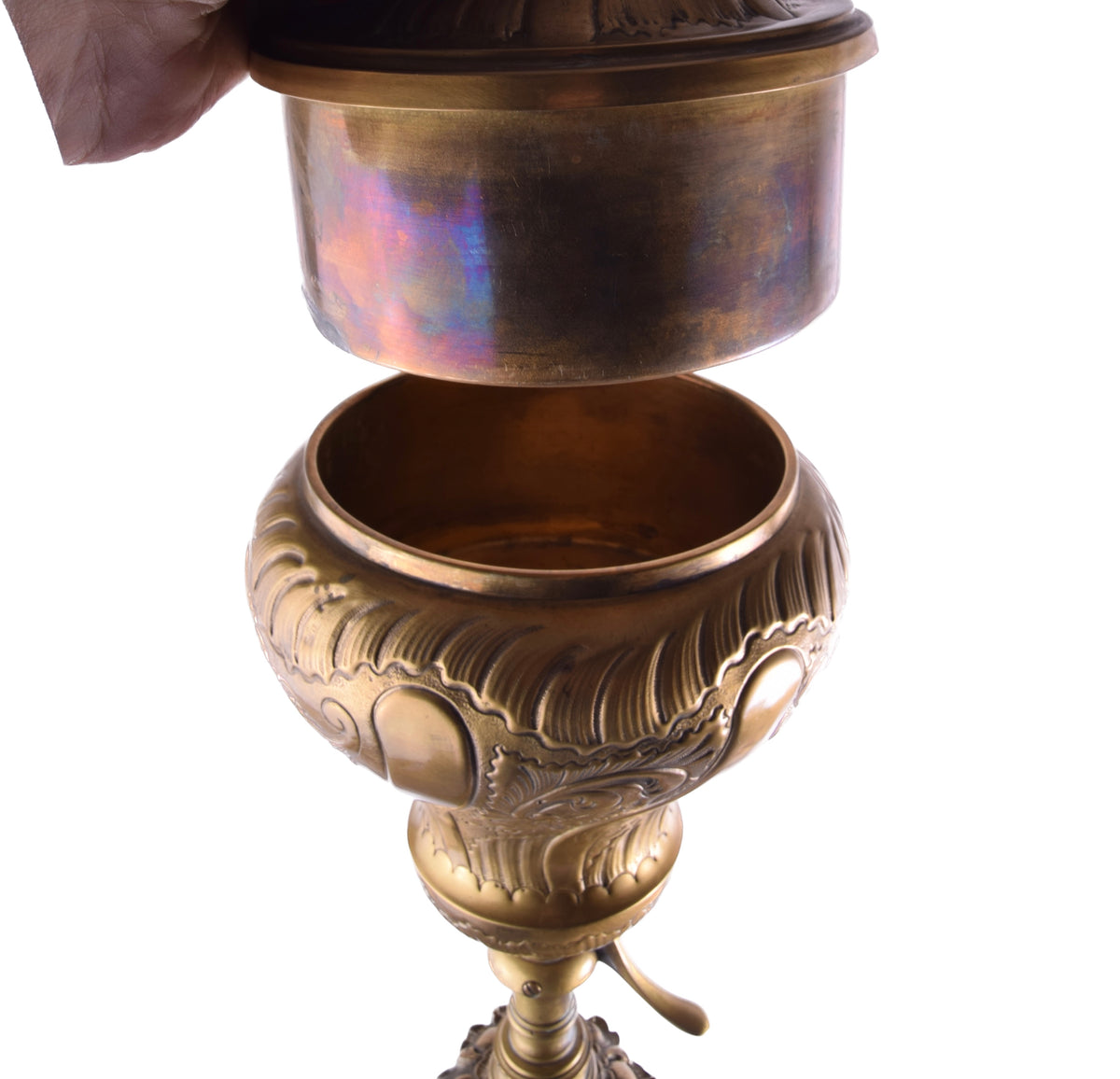 Lampa Naftowa Podłogowa ze Stolikiem z Zielonego Onyksu XIX/XX 165 cm