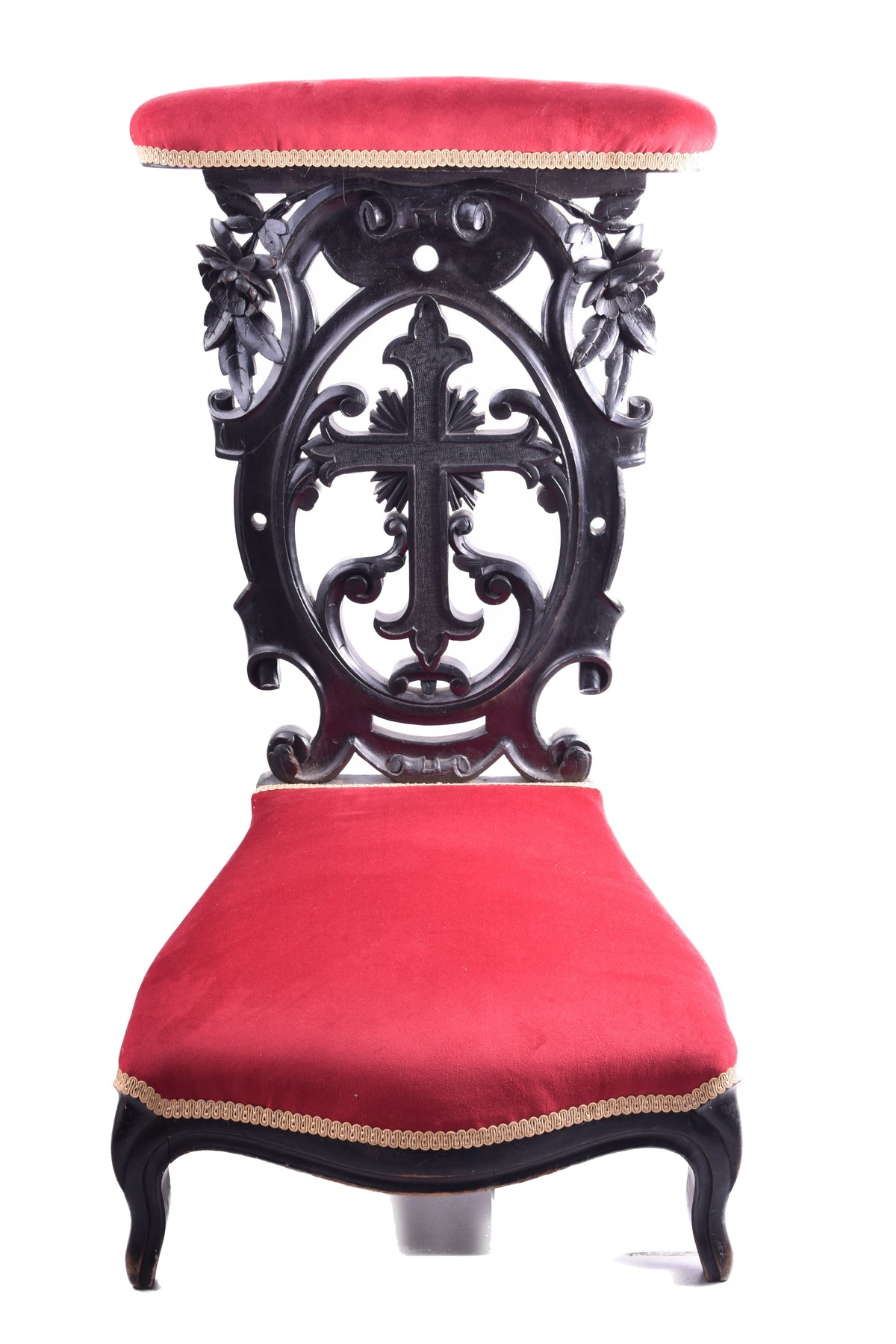 Antyczny Klęcznik z krzyżem Prie-Dieu Koniec XIX w 87x45x45x25 cm