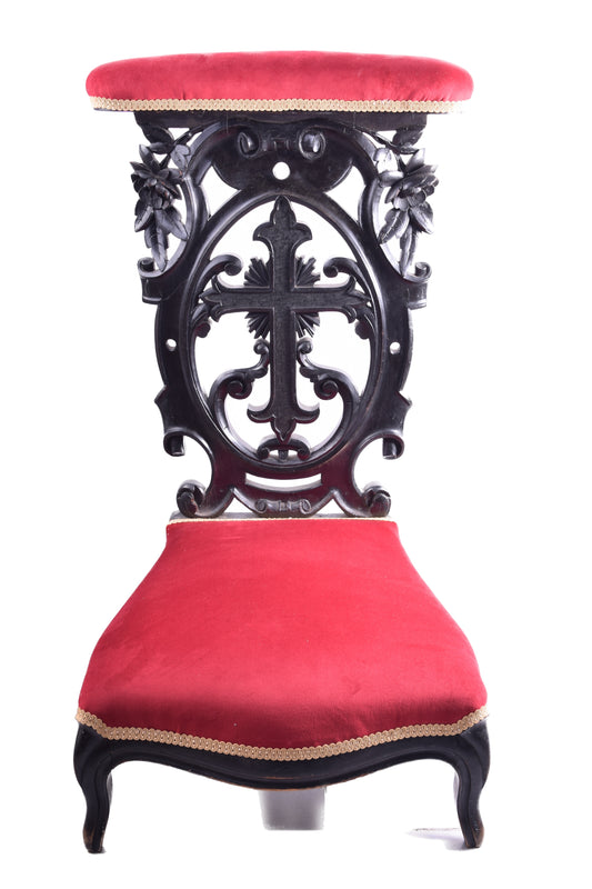 Antyczny Klęcznik z krzyżem Prie-Dieu Koniec XIX w 87x45x45x25 cm