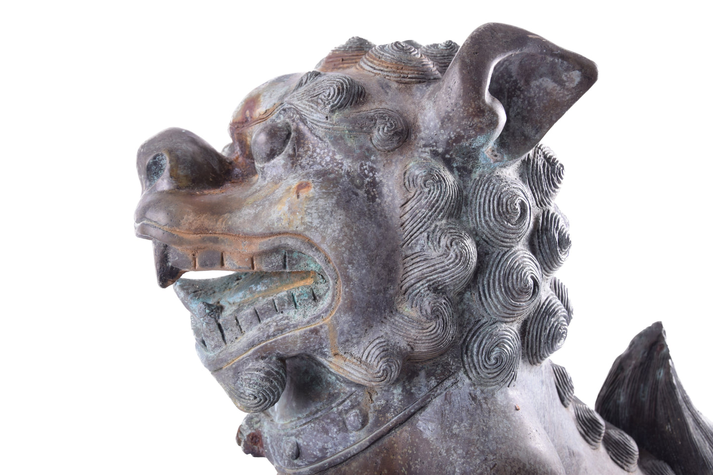Monumentalne psy Foo brąz – Chiny dynastia Qing XIX / XX w 48x55x30 cm