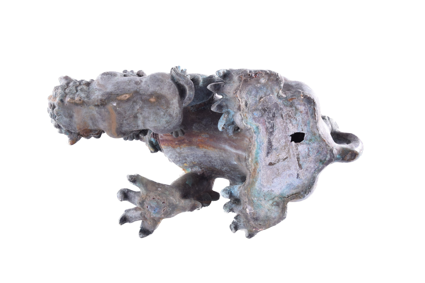 Monumentalne psy Foo brąz – Chiny dynastia Qing XIX / XX w 48x55x30 cm