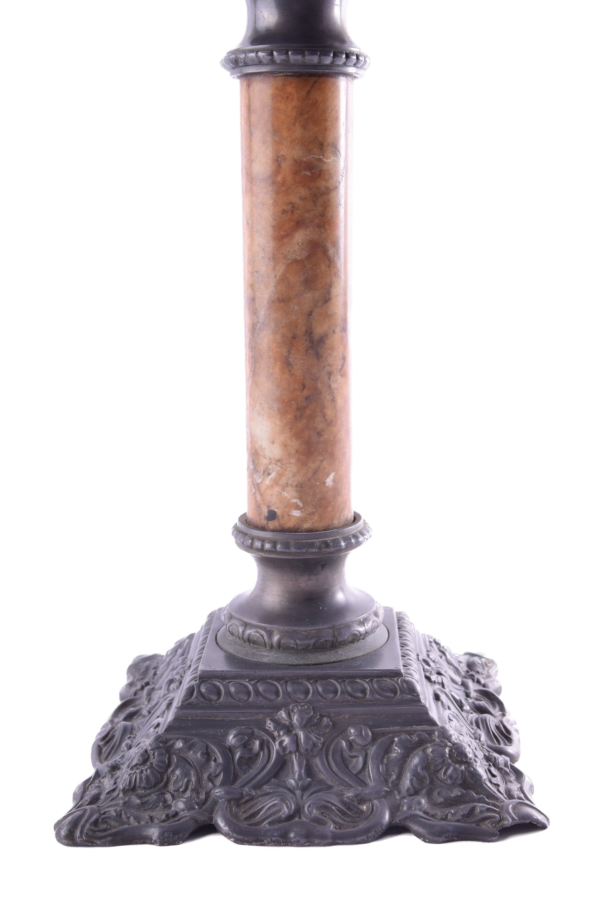 Lampa Naftowa, Kolumna Marmur/Cynkal, Sygnowana DEPOSE, Ok. 1900 r. 71 cm