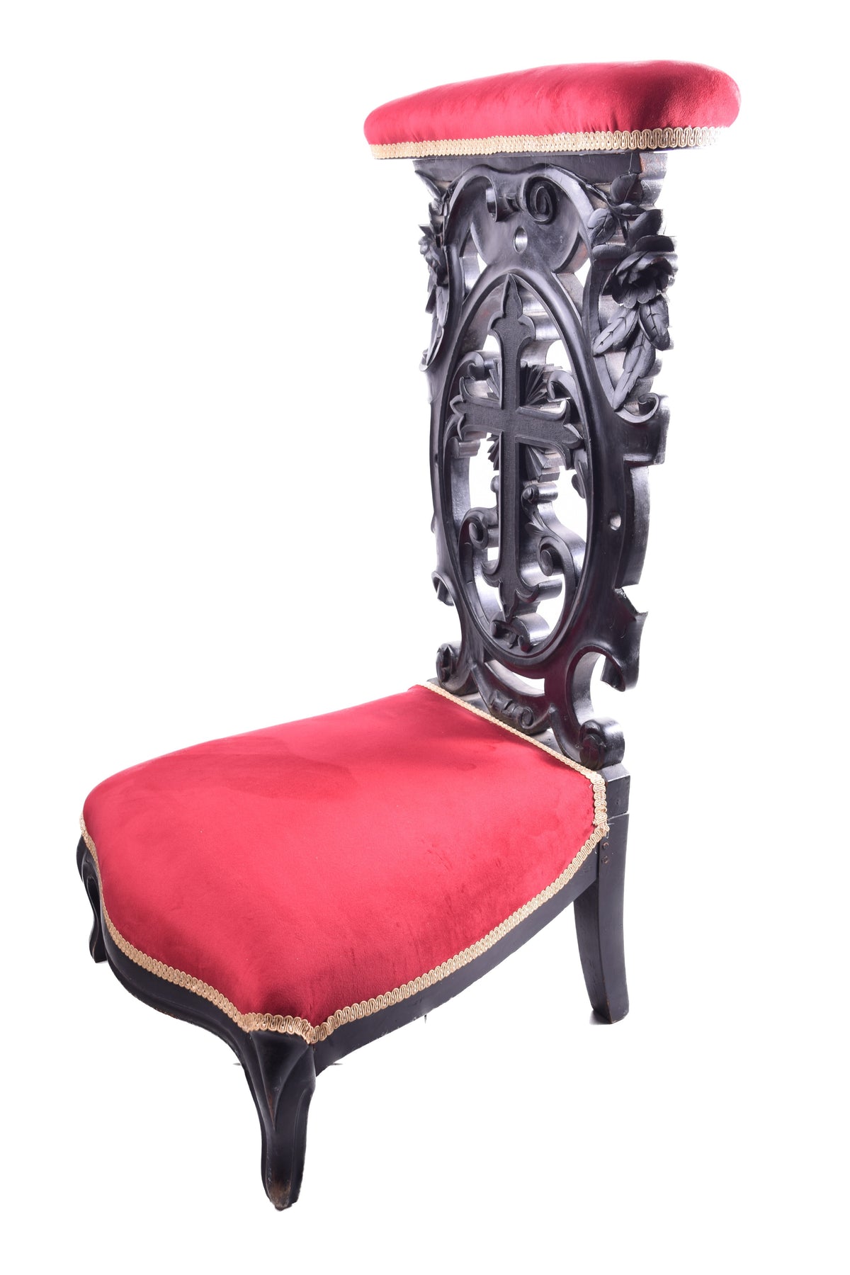 Antyczny Klęcznik z krzyżem Prie-Dieu Koniec XIX w 87x45x45x25 cm