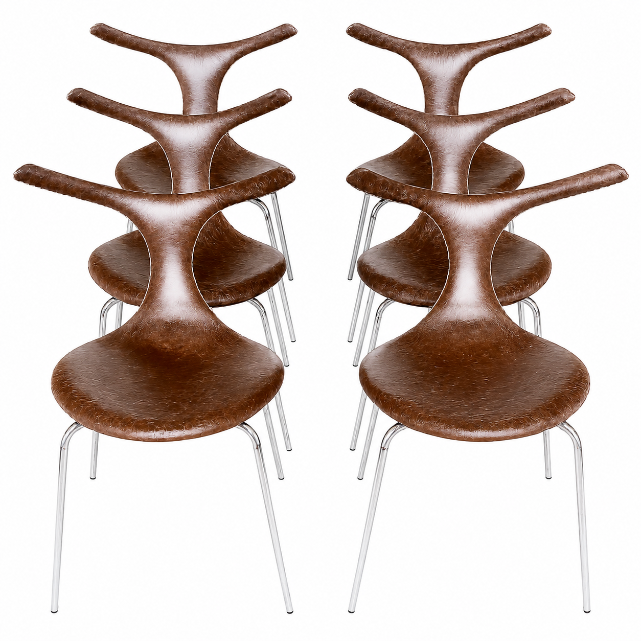 6 krzeseł TAURUS DAN-FORM Jorgen Mensen Skóra Naturalna 88x62x52x48cm