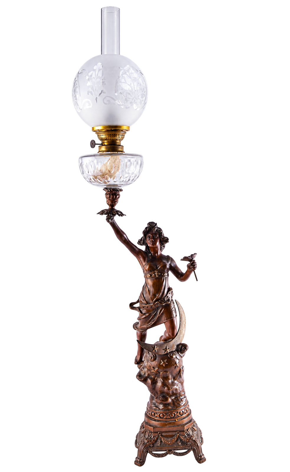 Secesyjna lampa figuralna Luna duża 108 cm XIX/XXw