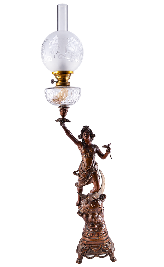 Secesyjna lampa figuralna Luna duża 108 cm XIX/XXw