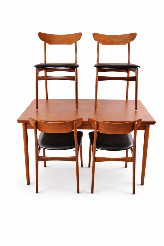 Duński stół rozkładany 123x80cm 4 krzesła Elgaard & Schiønning lata 60/70